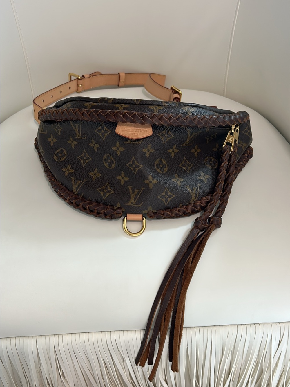 Louis Vuitton Monogram Braided Trim Crossbody Belt Bag- Out West custom bumbag
